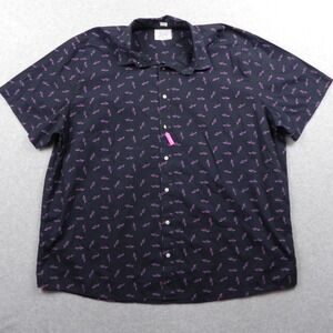 Bixby Nomad Shirt Mens 3XL Regular Casual Button Black Pink Shark Short Sleeve